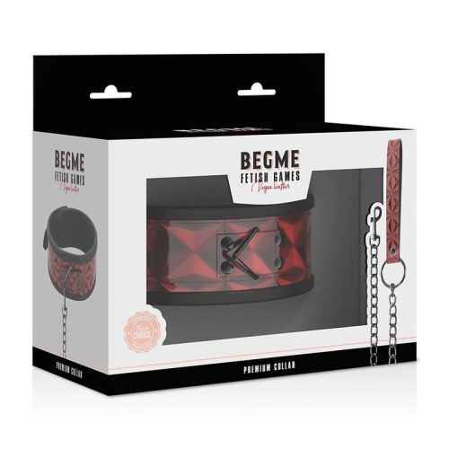 BEGME FETISH® – PREMIUM COLLAR w/ LEASH (red edition) - Image 2