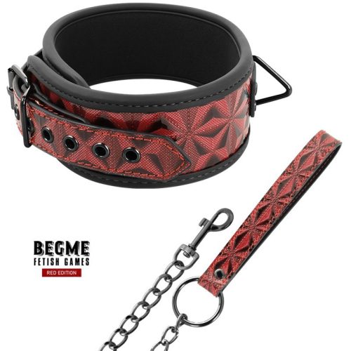 BEGME FETISH® – PREMIUM COLLAR w/ LEASH (red edition) - Image 1