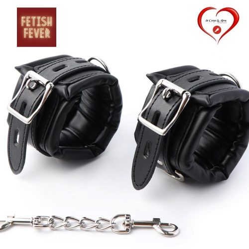 FETISH FEVER® – LEATHER PADDED CUFFS (black) - Image 1