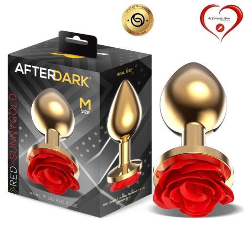 AFTERDARK® – SUNNY GOLD RED ROSE METAL ANAL PLUG - Image 3